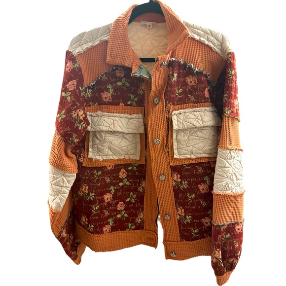POL / New Patchwork Quilted Jacket / Boho Floral Winter Coat - Picture 5 of 5
